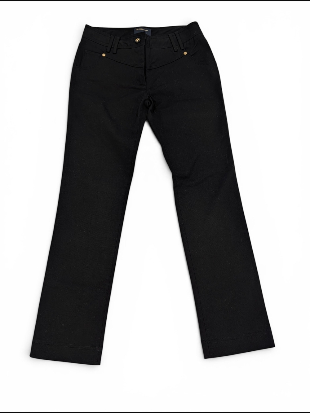 Roberto Cavalli Class Black Boot-Cut Pants with Gold Accents US 8 EU 42